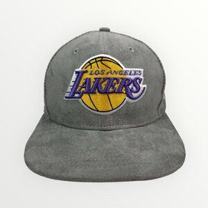 NBA Los Angeles Lakers Suede Embroidered Hat Original Fit Grey Cap Belt Strap